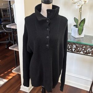 Aerie Black Button Up Cowl Neck Oversized Sweater size Large